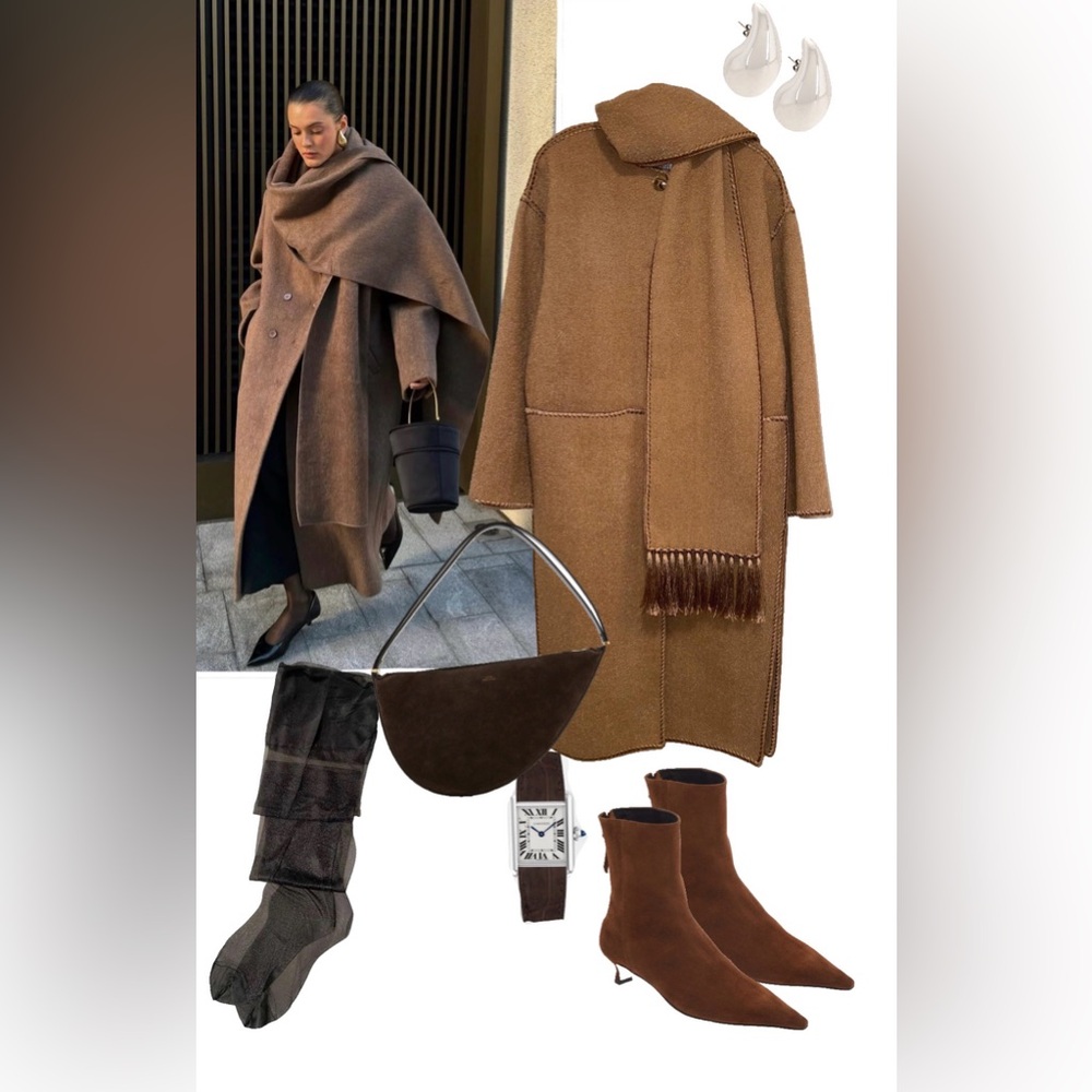 Toteme Embroidered Scarf Coat, 34, Camel - Picture 16 of 17